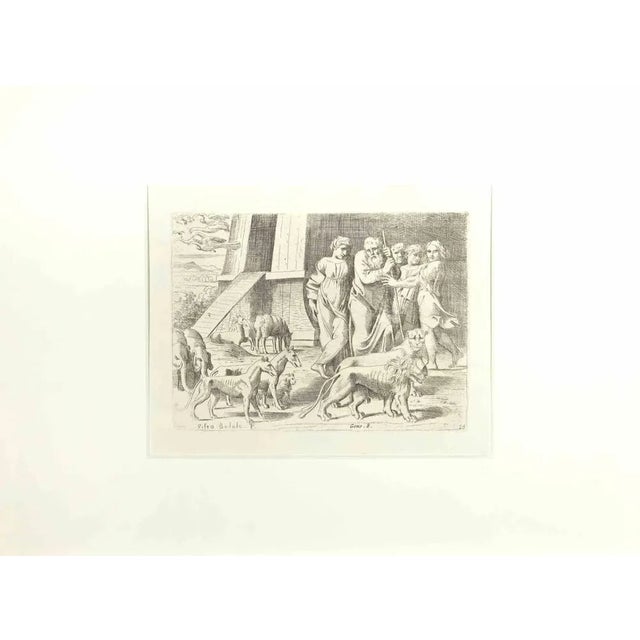 Sisto Badalocchio, Genesis 8, Old Testament Story, Etching, 1607 For Sale - Image 3 of 3