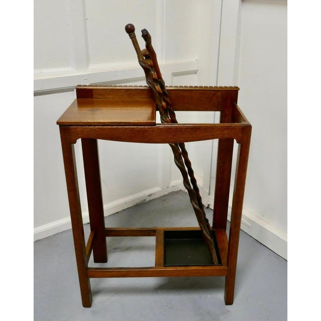 Wood Golden Oak Hall Table Stick Stand, 1920s For Sale - Image 7 of 9