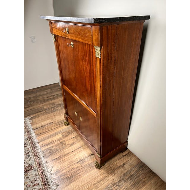 Mid 19th Century Antique French Empire Secrétaire Abattant With Ormolu Mounts C Mid 19th Century For Sale - Image 5 of 13