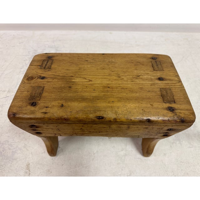Small Primitive Rustic Pine Stool, 1890s For Sale - Image 11 of 12