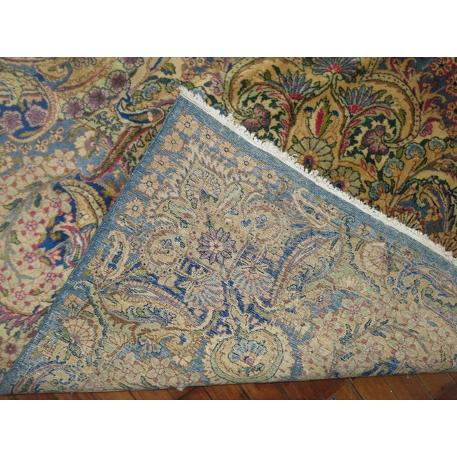 Superfine Oversize Silver Blue Pink Raspberry Palace Size Persian Kerman Rug For Sale In New York - Image 6 of 6