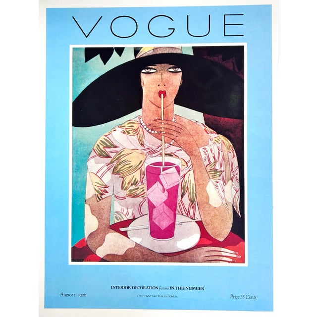 Art Deco Vintage Vogue Paris Spring & Summer Cover Prints (1921 & 1926) - Art Deco Fashion Art Pair For Sale - Image 3 of 5
