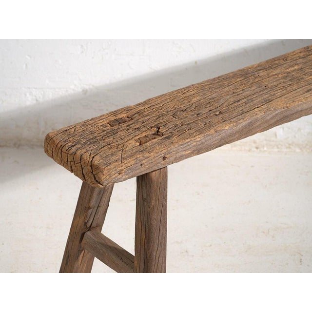 Antique Oriental Wooden Bench For Sale - Image 3 of 9