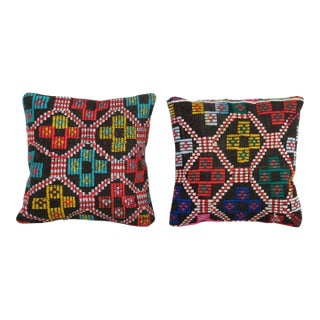 Striped Turkish Kilim Pillow Cover - A Pair For Sale