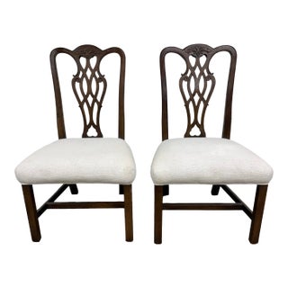Vintage Chippendale Style Mahogany Dining Chairs - Pair For Sale