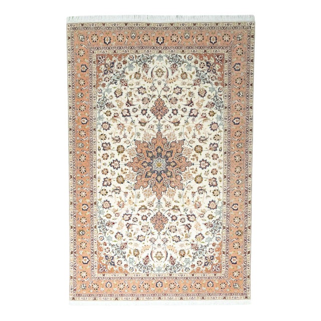 Hand-Knotted Oriental Rug in Silk For Sale