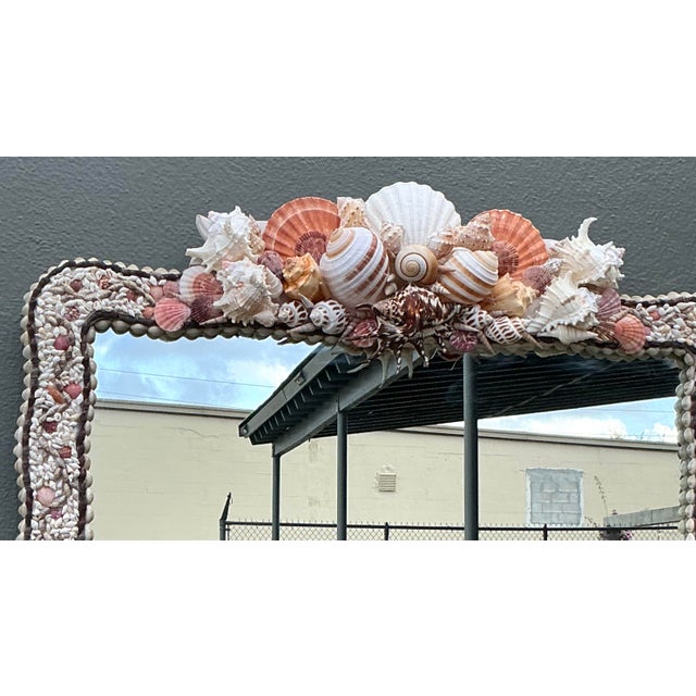 Vintage Boho Shell Encrusted Mirror For Sale In West Palm - Image 6 of 12
