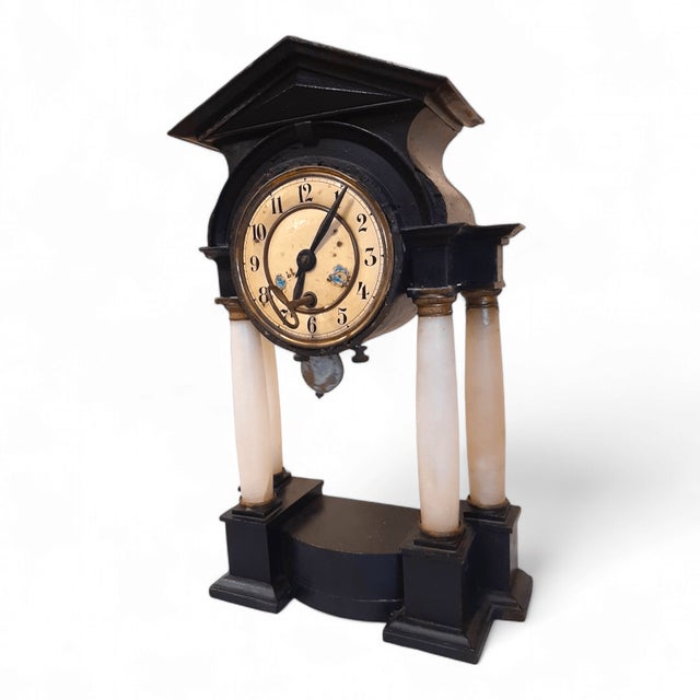 Wood Antique Empire Style Temple Clock, 1820 For Sale - Image 7 of 18