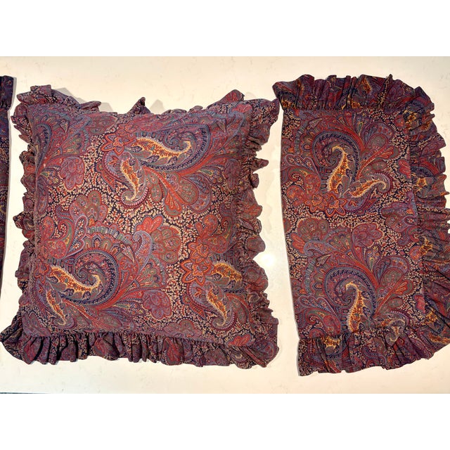 Vintage Ralph Lauren Paisley Ruffled Euro Shams-Set of 3 For Sale - Image 9 of 10