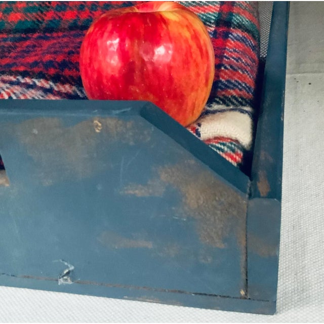 Vintage c.1950 Adirondack Camp Blanket Storage Tray With Original Blue Paint For Sale - Image 12 of 18