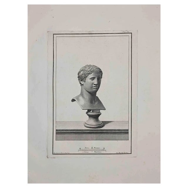 Unknown, Ancient Roman Bust, Original Etching, 18th Century For Sale