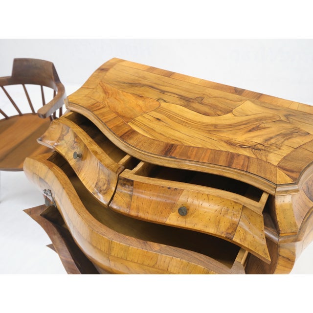 Pair of Italian Olive Burl Wood Patched Veneer Bombay Small Dresser Stands Table For Sale - Image 11 of 15