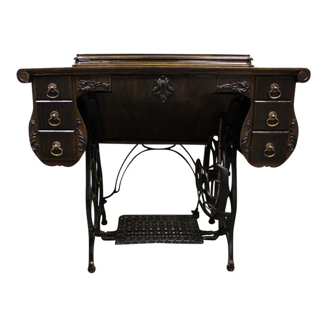 Antique Traditional Damascus Sewing Machine With Table Chairish