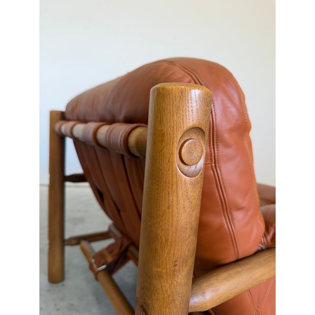 Mid Century Brazilian Sergio Rodriguez Style Cognac Leather Lounge Chair For Sale - Image 10 of 12