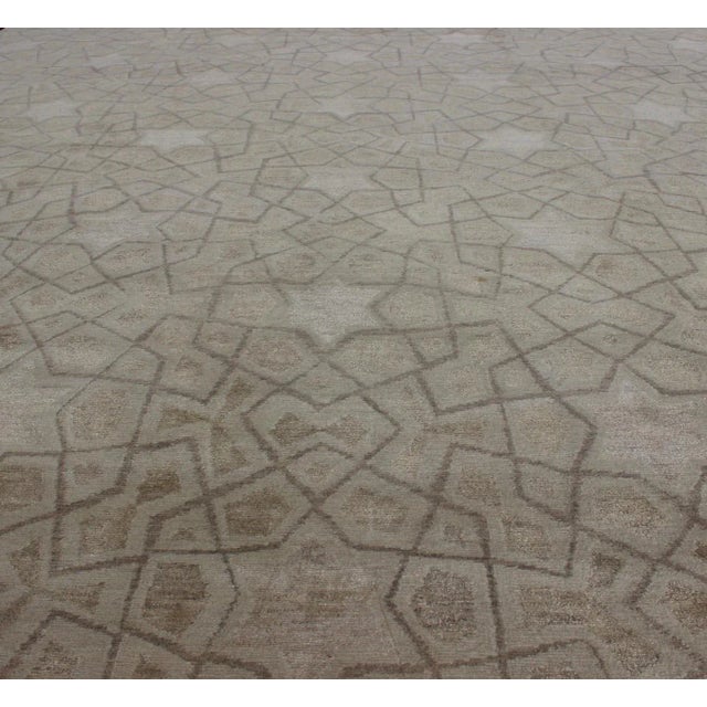 Wool and Silk Tan and Taupe Tibetan Rug by Keivan Woven Arts 8'10 X 11'11 For Sale - Image 10 of 12