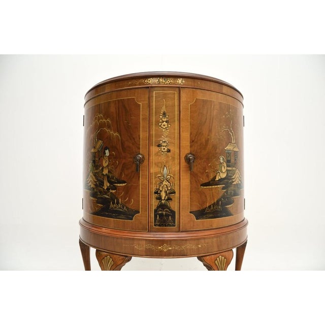 Brown Walnut and Chinoiserie Cabinet, 1920s For Sale - Image 8 of 12