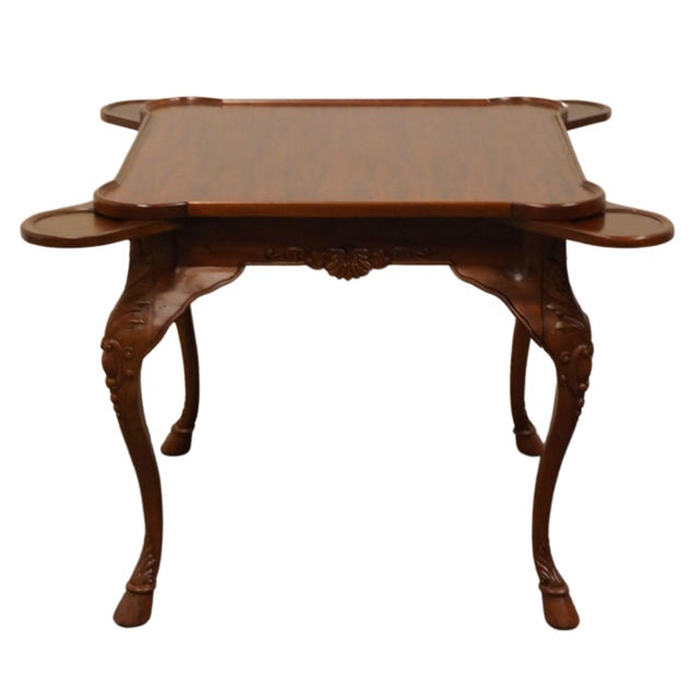 Maitland Smith Solid Mahogany Traditional Chippendale Style 32" Square Game Table W. Drink Coasters 1692/06038 For Sale - Image 10 of 12