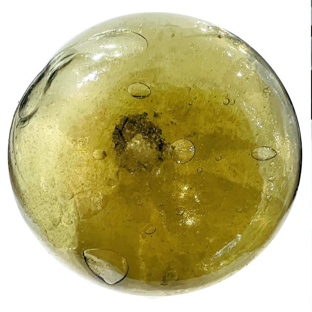 Olive 1970's Blown Olive Green Art Glass Demijohn Bottle For Sale - Image 8 of 9