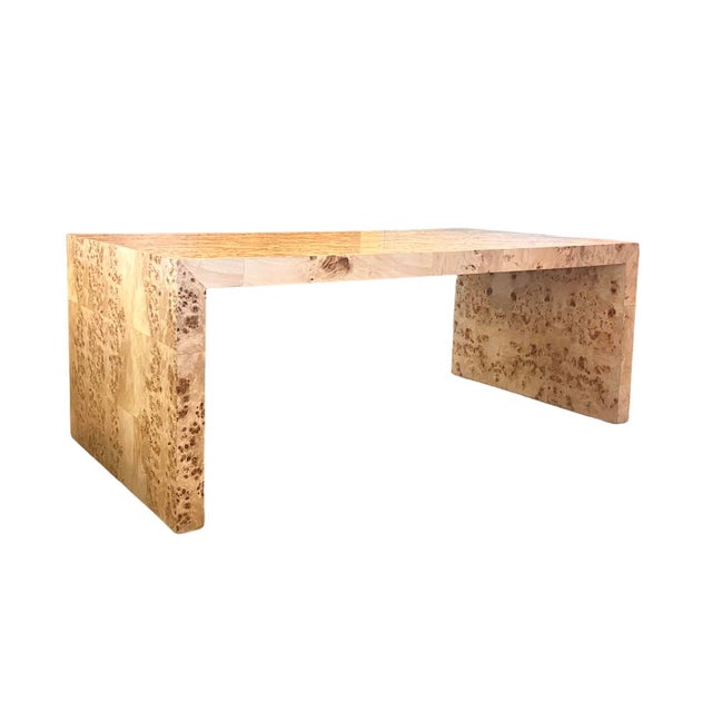 Oslo Burl Wood Veneer Waterfall Coffee Table by Wisteria, Manner of