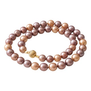 Genuine Freshwater Edison Pearl Necklace With 14k Gold Clasp For Sale