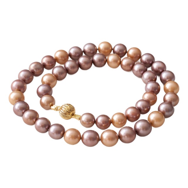 Genuine Freshwater Edison Pearl Necklace With 14k Gold Clasp For Sale