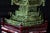 Vintage Chinese Jade Pagoda Sculpture – Hand-Carved Multi-Tier Celadon Green Temple Tower, Asian Feng Shui Decorative Stone Figurine on Red Wood Stand For Sale - Image 11 of 17