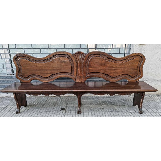 Wooden Bench with Lion Paws in Solid Wood, Italy, 1950s For Sale - Image 9 of 10