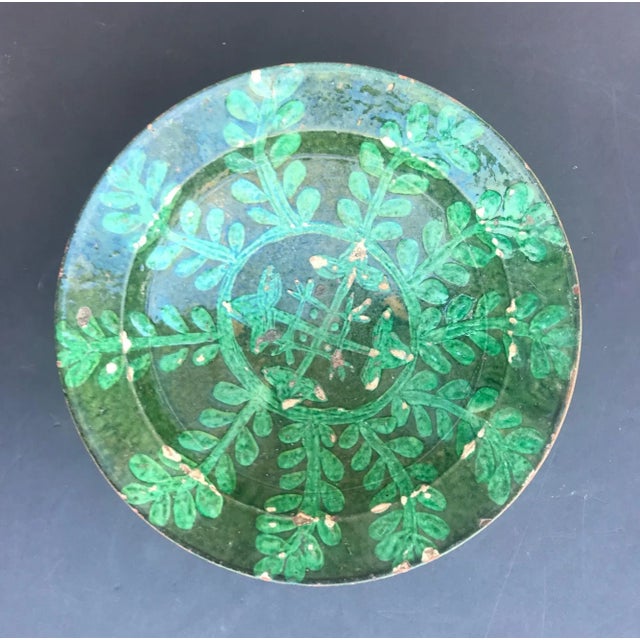 Antique Islamic Kashan Persian 13th Century Turquoise Glazed Pottery Bowl. This Persian bowl with vertical foot has...