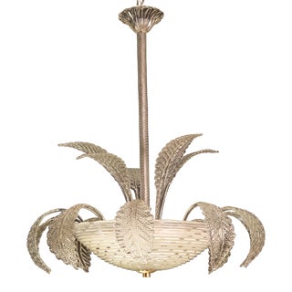 Art Deco Barovier E Toso Chandelier, Murano Glass, 1940s For Sale