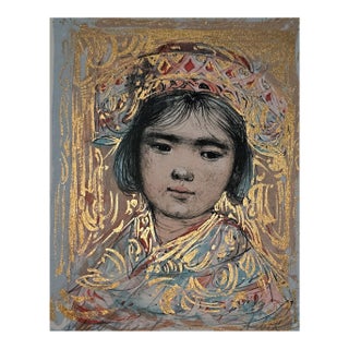 1970s Edna Hibel "Mira" - Li323 -Signed Artist's Proof- 9x12- Child Portrait Unframed For Sale