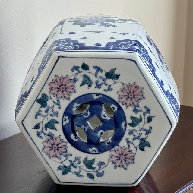 Late 20th Century Petite Chinoiserie Porcelain Garden Stool For Sale - Image 10 of 12