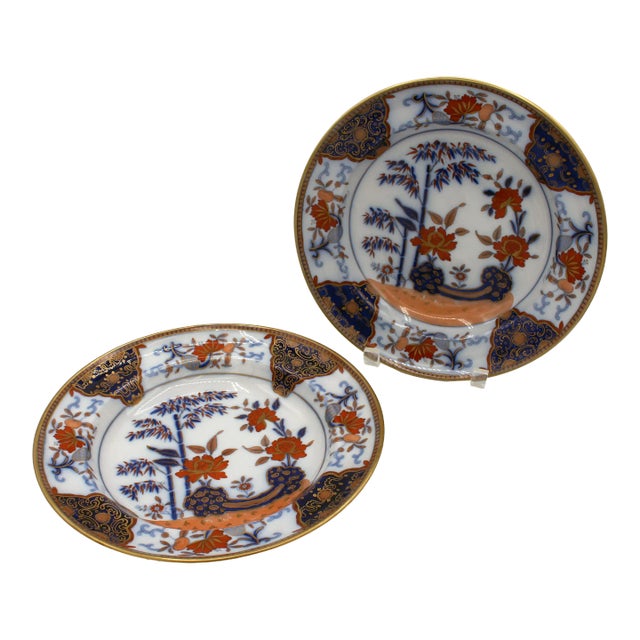 Circa 1810-1820 Pair of Stone China Soup Plates by Davenport For Sale