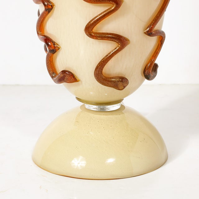 Mid-Century Hand-Blown Murano Glass Uplight in Vellum Hue W/ Sandstone Trailing For Sale In New York - Image 6 of 18