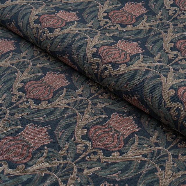 Schumacher Schumacher Rowallan Trellis Fabric In Midnight For Sale - Image 4 of 5