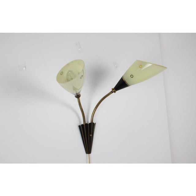 Mid-Century Brass & Glass Wall Lamp, 1960s For Sale - Image 15 of 17