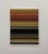 A contemporary abstract painting featuring layered horizontal bands in rich rust, ochre, olive, charcoal, and muted plum...