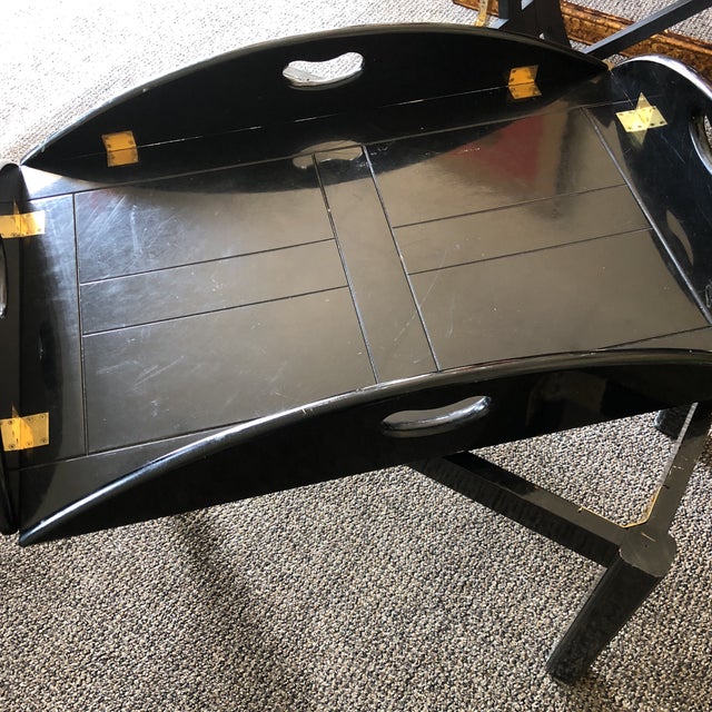 1970s Asian Modern Black Butler Serving Table Tray Chairish
