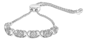 .925 Sterling Silver 1/6 Cttw Diamond X and O Bolo Bracelet