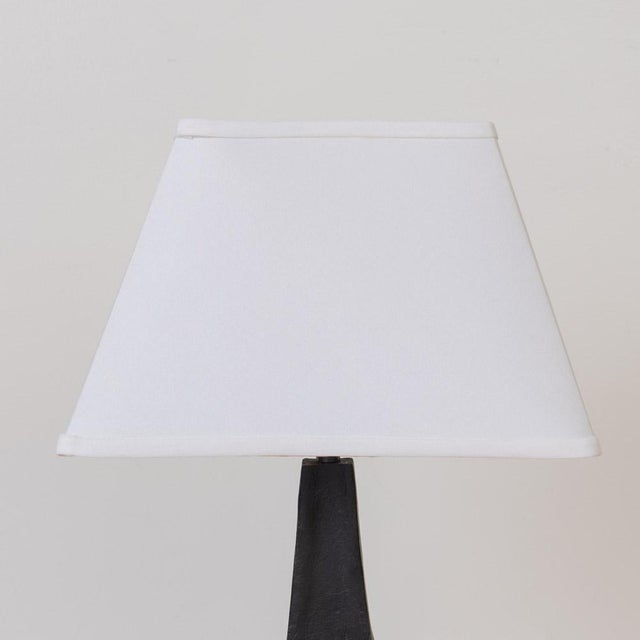 Black 1950s French Heavy Iron Brutalist Lamp For Sale - Image 8 of 12