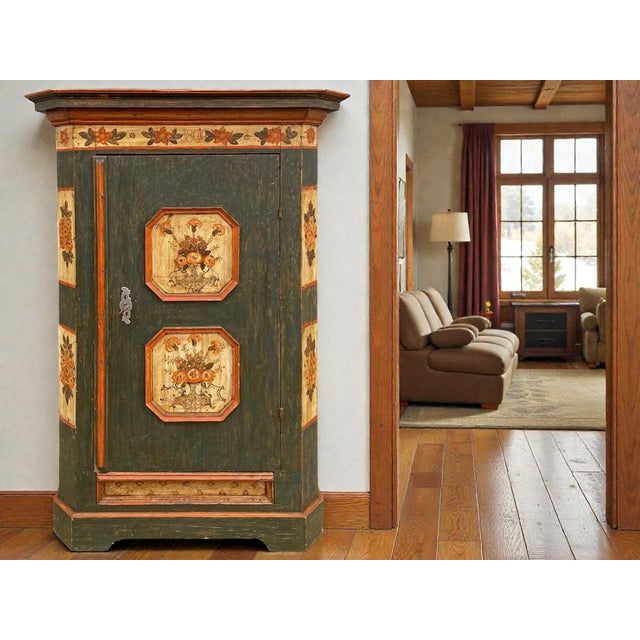 Petrol Green Painted Wardrobe, 1810 For Sale - Image 11 of 18