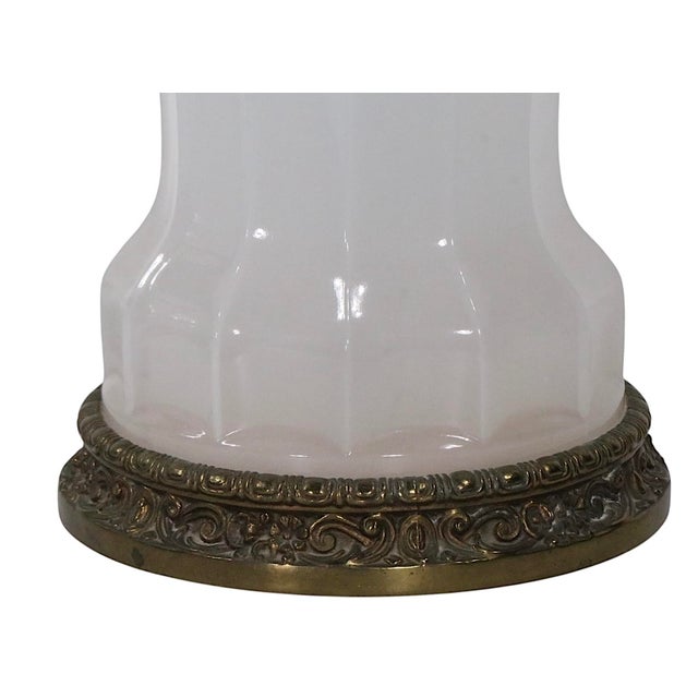 Metal Pair of Vintage Opaline Glass Table Lamps in the French Style Attributed To Stiffel For Sale - Image 7 of 12