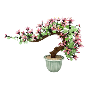 Oversized Handcrafted Glass Jade Blossom Bonsai Tree in Celadon Pot – Asian / Chinoiserie
