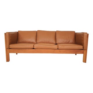 Vintage 2343 Sofa in Cognac Leather by Børge Mogensen for Fredericia, Denmark, 1960s For Sale