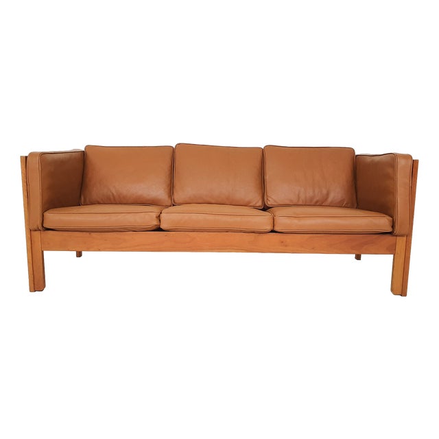 Vintage 2343 Sofa in Cognac Leather by Børge Mogensen for Fredericia, Denmark, 1960s For Sale