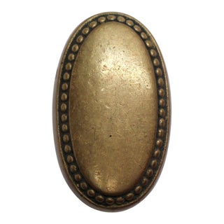 Vintage Cast Brass Beaded Oval Interior Door Knob For Sale