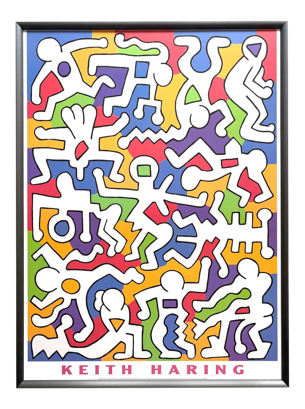 Keith Haring Estate Vintage 1999 Lithograph Print Framed Pop Art