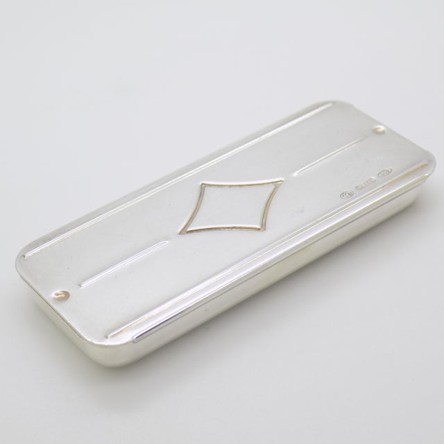 Vintage Italian Genuine Silver 800 Rectangular Pill Box by Greggio, 1970s For Sale - Image 14 of 14