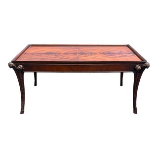 Regency Mahogany Palm Frond Coffee Table in the Style of Serge Roche For Sale