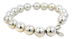 1990s Tiffany & Co Estate 10 mm Ball Bracelet Size 7.5" Sterling Silver