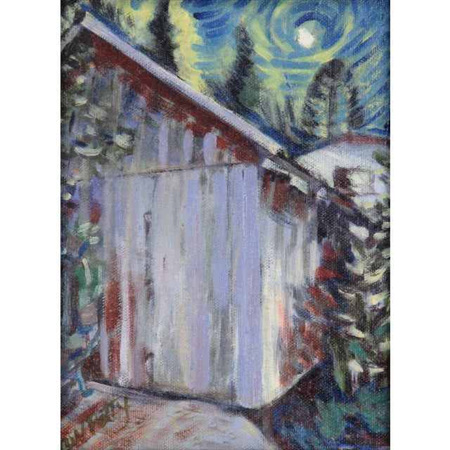 "Moon I", a bold nocturnal scene by Cheryl Petty (American, b. 1949), 2007. This small-scale contemporary abstract...